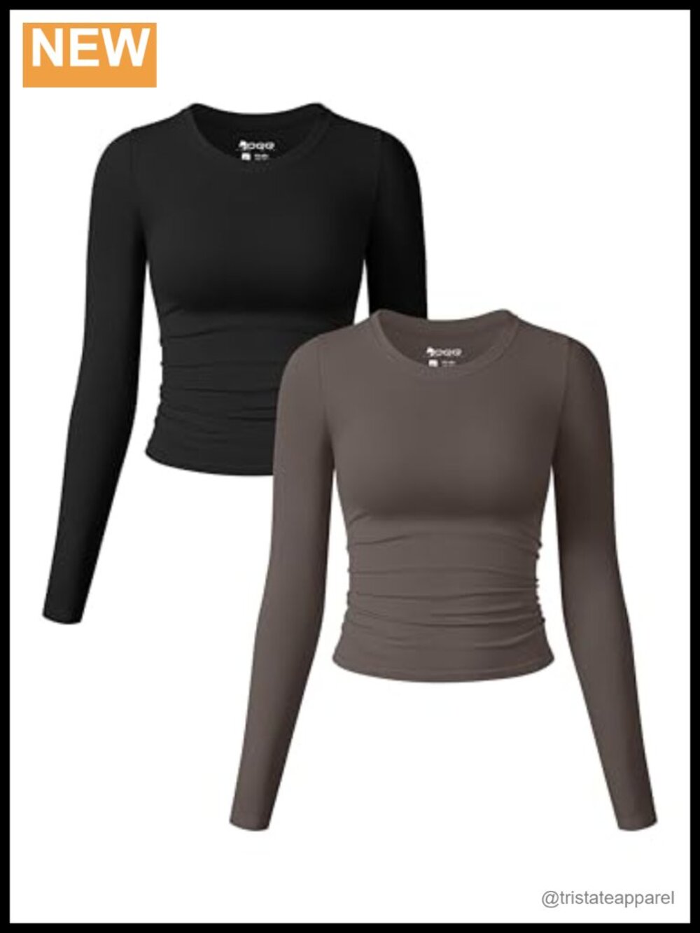 OQQ Womens 2 Piece Long Sleeve Crew Neck Ruched Crop Tops